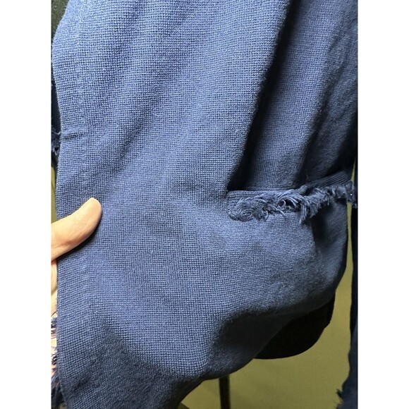 J. McLaughlin Navy Blue Fringe Pockets Open Front Cardigan Women's MEDIUM - Picture 8 of 13